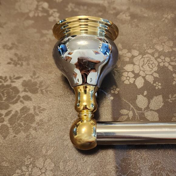 Two-Tone Chrome Brass Polished Decorative Round Wall Mount Towel Rod - Picture 3 of 8